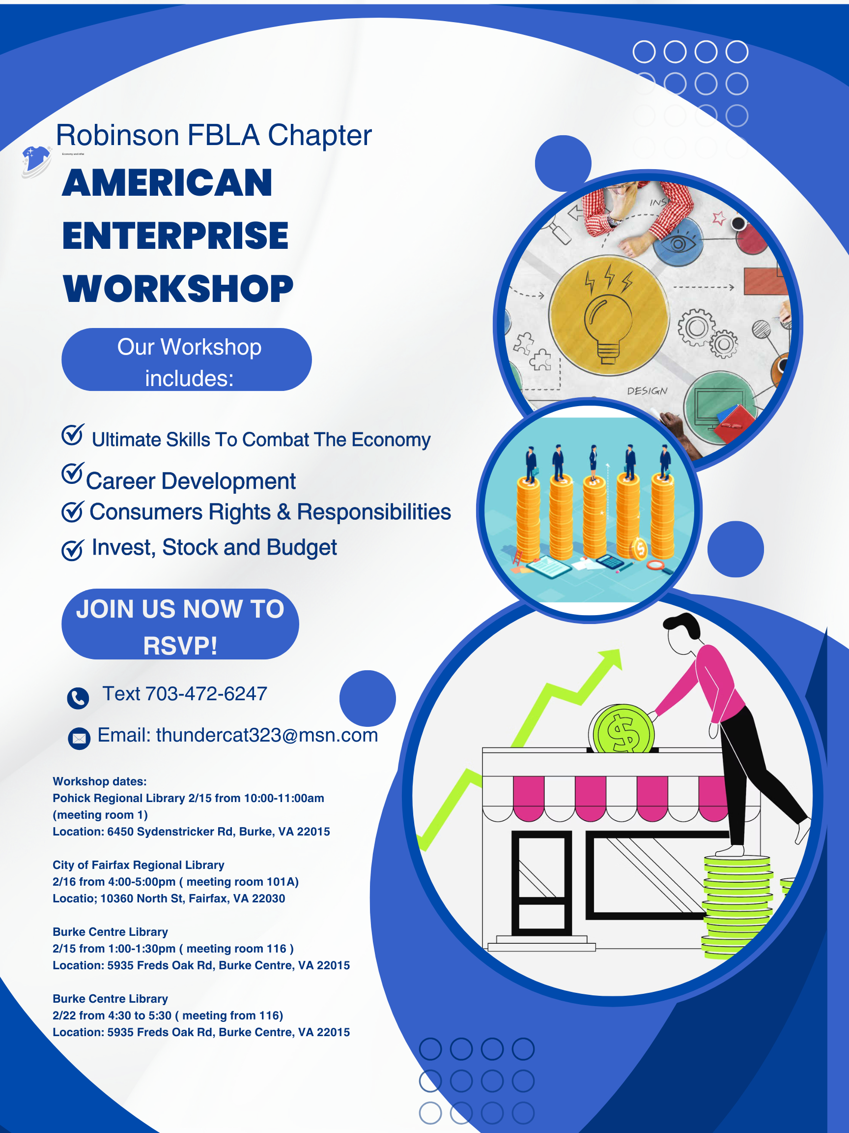 flier for FBLA workshops