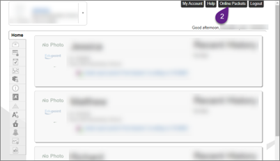 Image of SIS ParentVUE highlighting the Online Packets tab